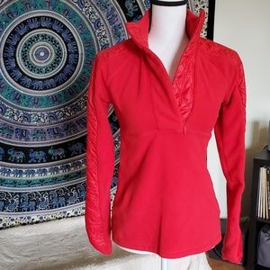 Athleta Red Fleece and Nylon Pullover